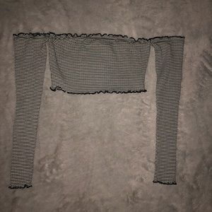 Striped crop top long sleeve